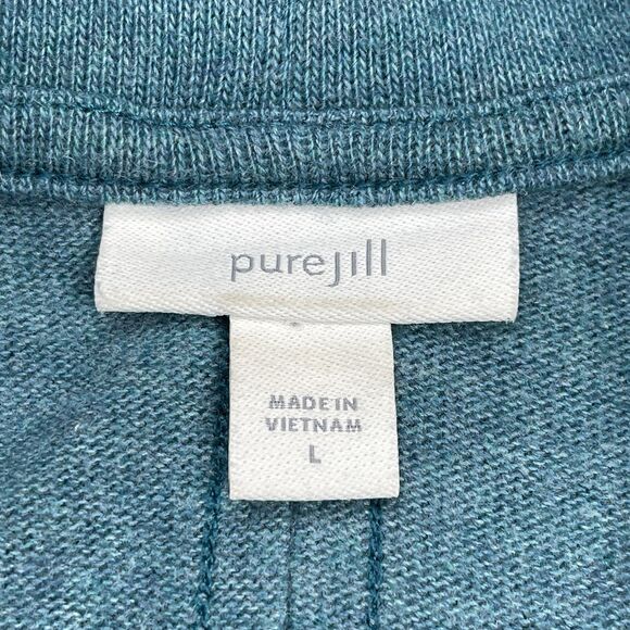 J Jill Pure Jill Sweater Womens Large Cowl Neck 3/4 Kimono Sleeve Teal Pockets - Picture 5 of 12